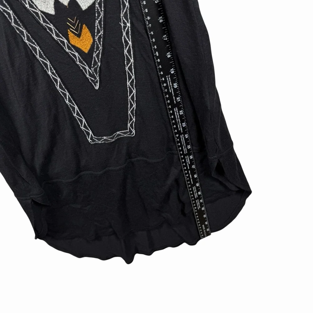 NWT Free People Adella Size S Black Mock Neck Embellished Top‎ Tunic Boho